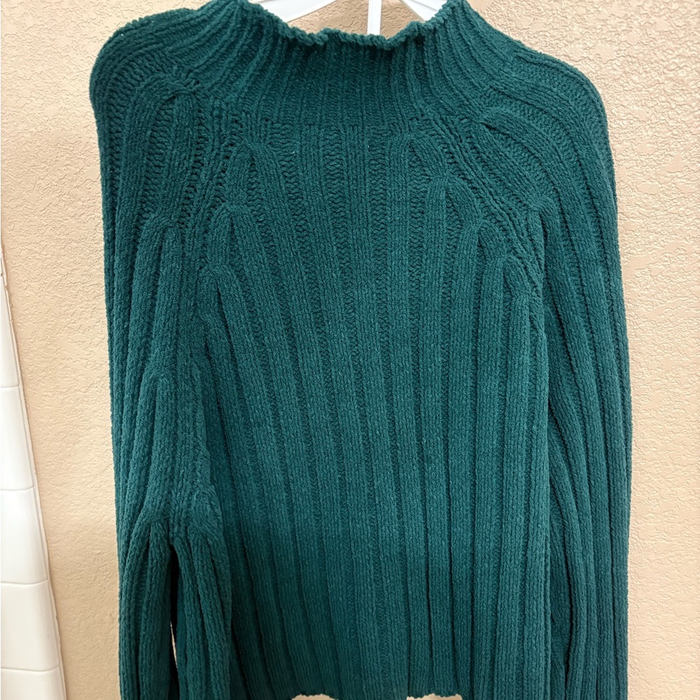American Eagle Outfitters Teal Ribbed Turtleneck Sweater